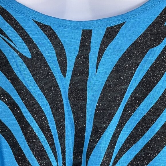 Y2K Vintage Wet Seal Womens M Blue Zebra Print Tank Top Made In USA Flowy Beachy - Picture 8 of 11